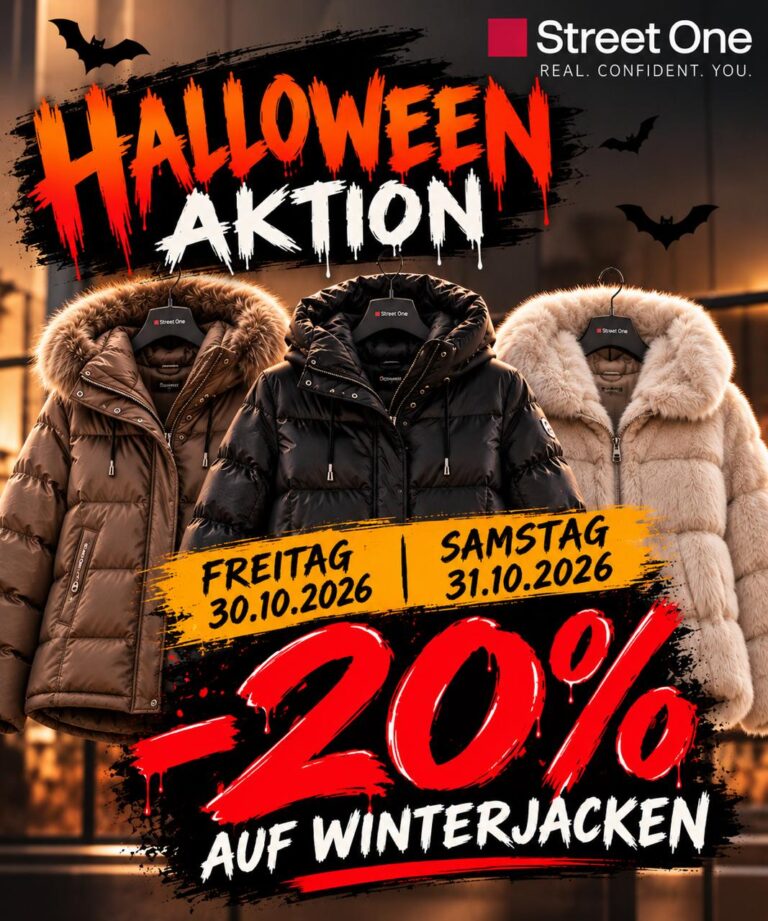 Street One Halloween-Aktion: minus 20 Prozent auf Winterjacken am Freitag, 30. und Samstag, 31. Oktober 2026